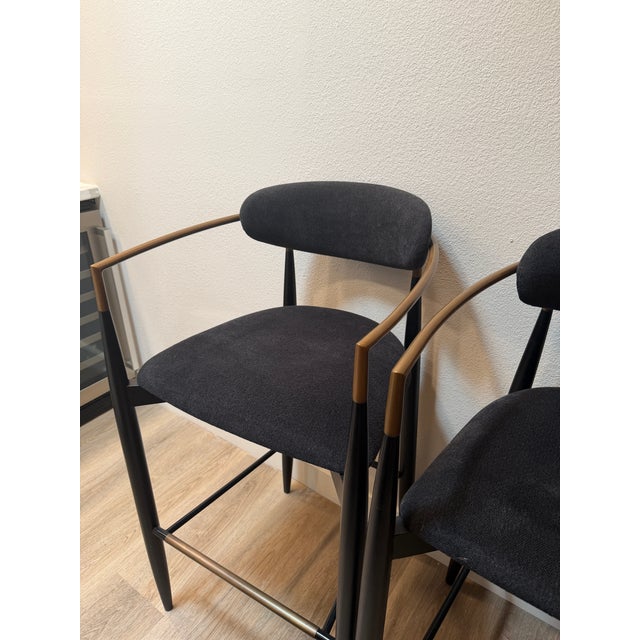 Arhaus 4 Handcrafted Bar Height Stools From Arhaus Jagger Dining Collection. For Sale - Image 4 of 6