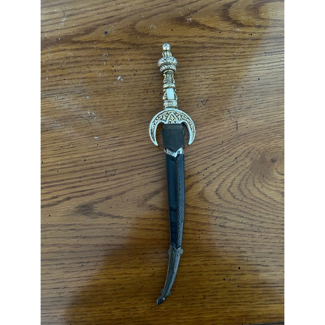 1950s Rare Du Maroc Mini Sword Dagger Letter Opener Sheath Chape Morocco. For Sale - Image 4 of 4