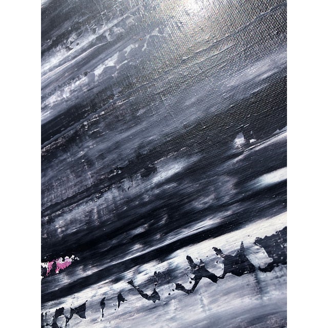 Abstract Contemporary Abstract Painting by CL Auker, Composition With Vertical Black and White For Sale - Image 3 of 3