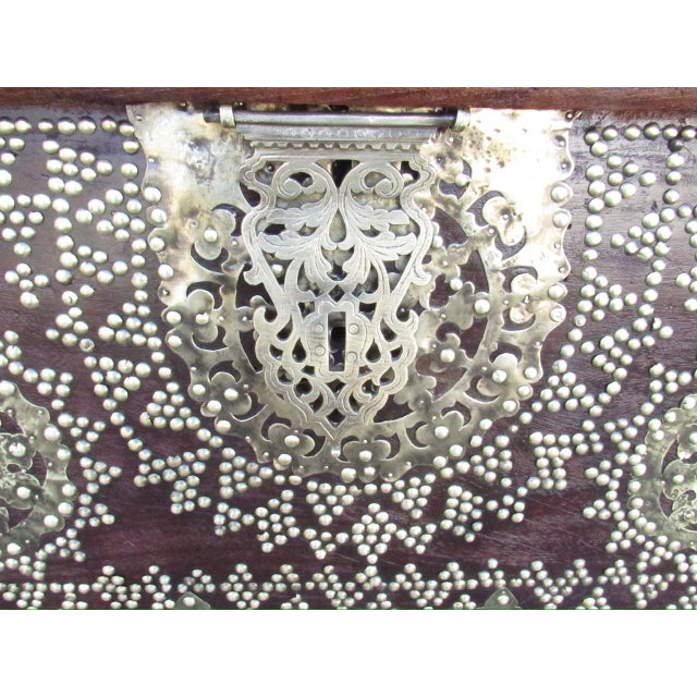 Antique Brass Adorned Zanzibar Trunk For Sale - Image 11 of 18