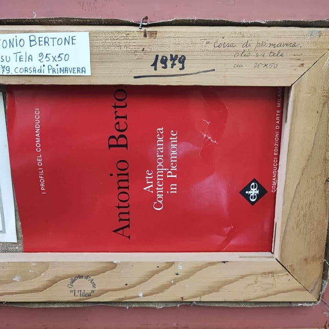 After Antonio Bertone, Spring Race, 1979, Oil Painting on Canvas For Sale - Image 9 of 11