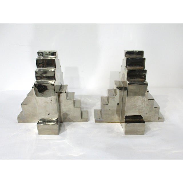 2 Chromed Automotive Industrial Jackstand Bookends For Sale - Image 10 of 10