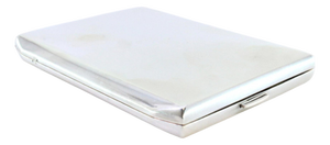 Silver Cigarette Case with Beveled Corners, Ribbons and Hinged Lid