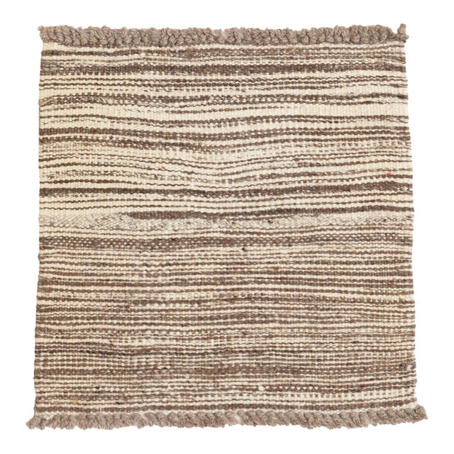 Natural Mini Wool Kilim Rug - 1`9″ X 1`9″ For Sale