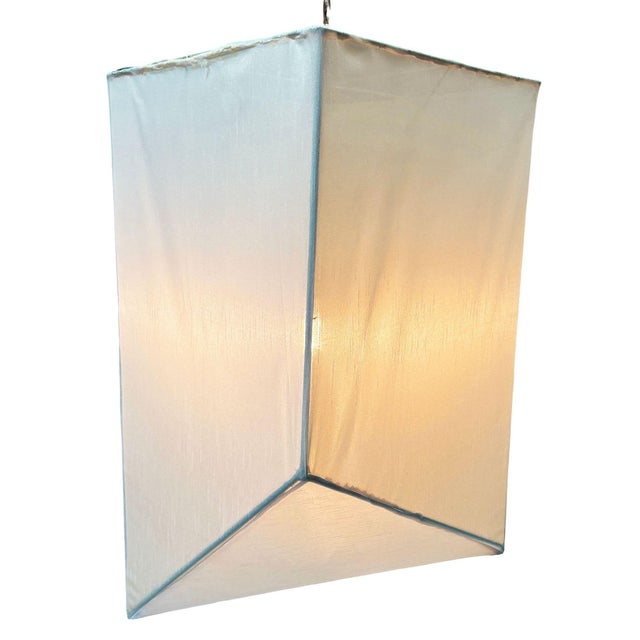 Cream 1990s Mid-Century Modern Isamu Noguchi Inspired Geometric Linen Pendant Lantern, 6 Available For Sale - Image 8 of 13