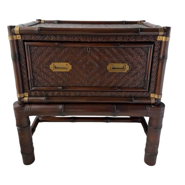Ralph Lauren British Colonial style one-drawer nightstand, featuring two-piece construction, the case has a bamboo frame,...