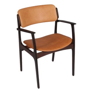 Model 50 Armchair in Rosewood and Tan Leather by Erik Buch, Denmark, 1960s For Sale