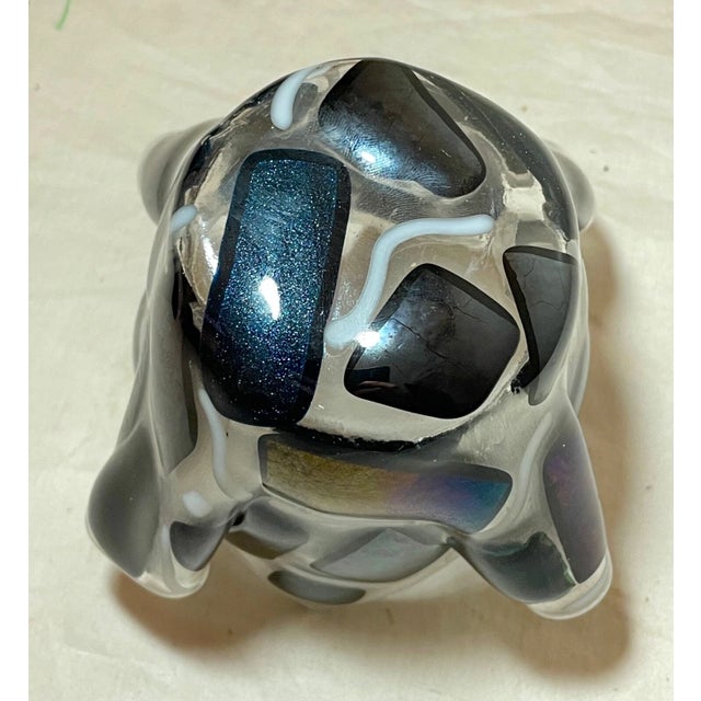 Vintage Hand Made Blown Iridescent Lustre Glass Handkerchief Vase Bowl For Sale - Image 11 of 13