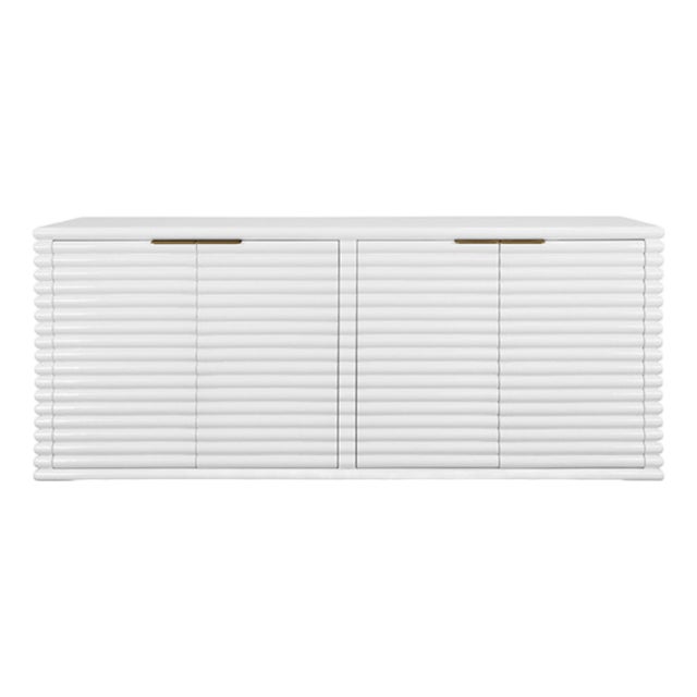 Matthew Izzo Home Giovanni Matte White Lacquer Four Door Reed Buffet For Sale