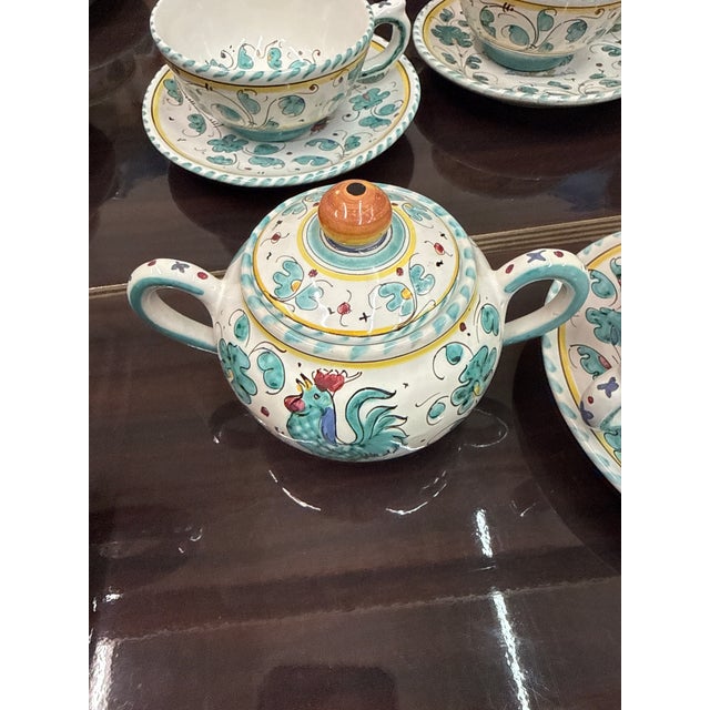 1960s 1960s Deruta Italy Rooster Tea Set Majolica Boho Pottery - 27 Pieces For Sale - Image 5 of 8