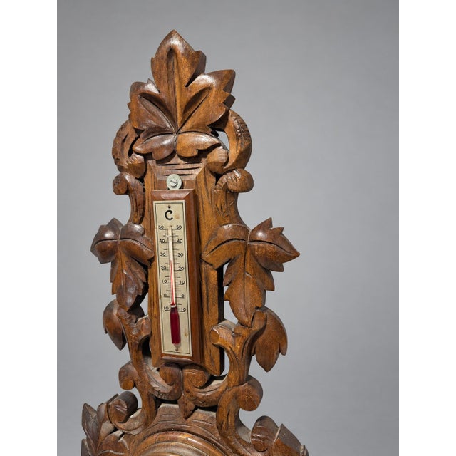 Black Forest Style Carved Aneroid Barometer and Thermometer, C. 1890 For Sale - Image 9 of 9