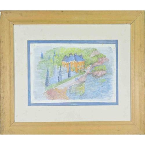 Giovanni Gromo, Landscape, Pencil and Watercolor on Cardboard, 1980s For Sale - Image 4 of 4