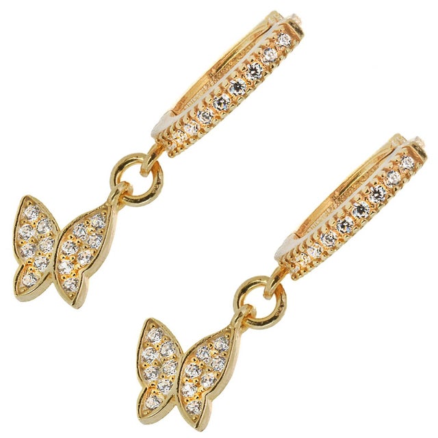 Contemporary Freedom Butterfly Gold Vermeil & Pave Diamond Earrings, A Pair For Sale - Image 3 of 6