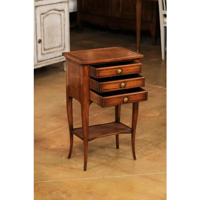 French French Louis XV Style Table Chiffonnière with Three Small Drawers and Low Shelf For Sale - Image 3 of 13