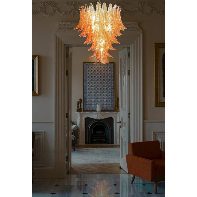 Italian Murano Felci Glass Chandelier with 75 Amber Glasses, 1990s For Sale - Image 6 of 16