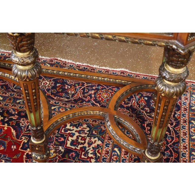 1920s French Louis XVI Style Marble Top Inlaid Satinwood & Walnut Buffet Sideboard For Sale - Image 12 of 18