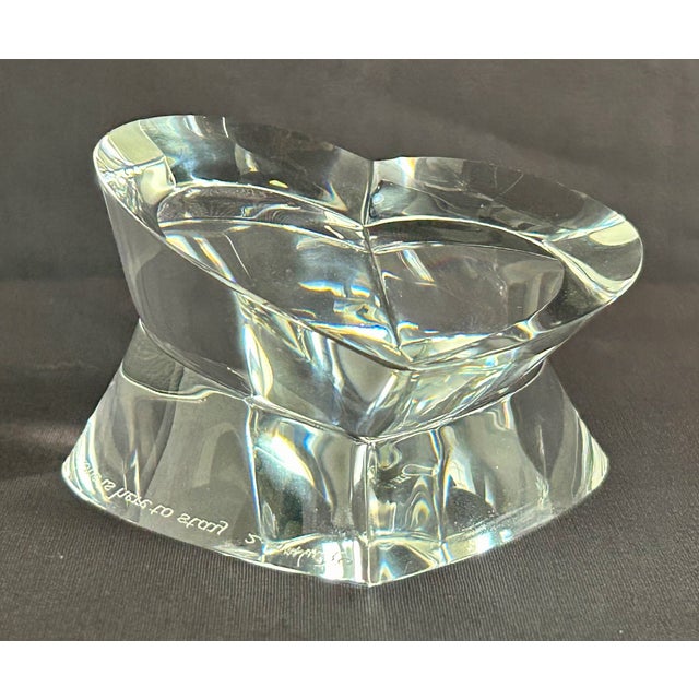 2000 - 2009 Vtg. Signed Steuben Crystal Heart Shaped Paperweight For Sale - Image 5 of 14