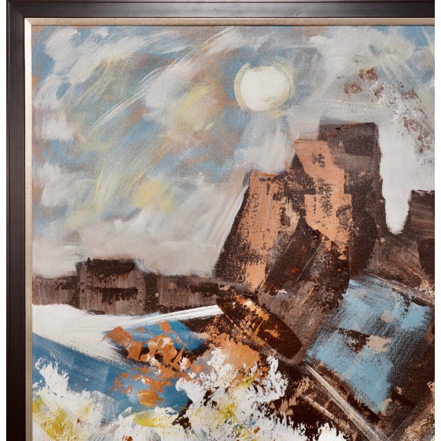Wood 1970's Monumental Mountains Abstract Painting by Lee Reynolds For Sale - Image 7 of 11