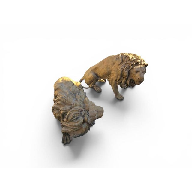 1980s Neapolitan Artist, Large Lions, 1980s, Patinated Bronze, Set of 2 For Sale - Image 5 of 11