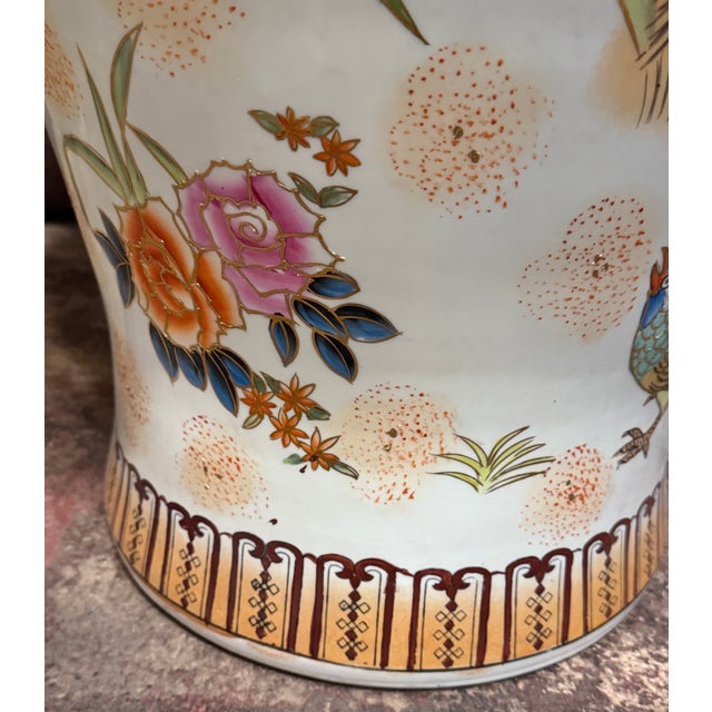 Vintage Chinese Peacock Baluster Vase — Circa 1960 For Sale - Image 10 of 13