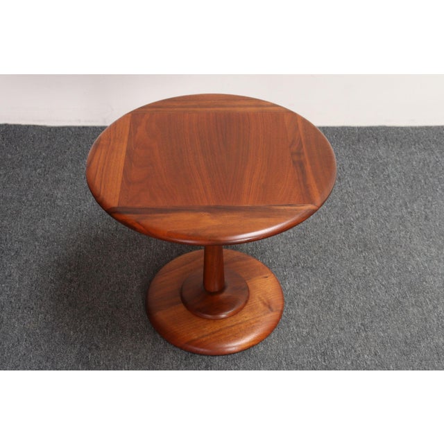 Mid-Century Modern Mid-Century Modern Solid Walnut Tulip Style Pedestal Side Table by Prodelco For Sale - Image 3 of 18