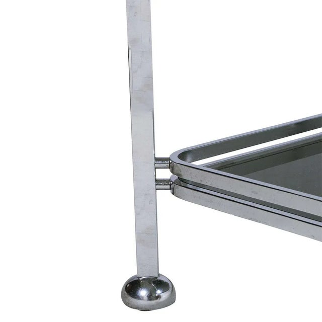 1970s Italian Chrome Steel & Glass Trolley Bar Cart, 1970s For Sale - Image 5 of 6