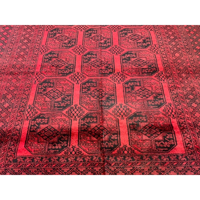 Textile Vintage Afghan Turkmen Ersari Bokhara Gul Rug - 8'6" X 6'6" For Sale - Image 7 of 12