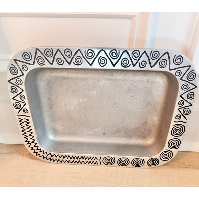 1990s Wilton Armetale Reggae Aluminum Serving Trays - Set of 2 For Sale - Image 4 of 10