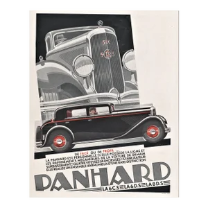 1932 French Art Deco Automobile Advertisement Print, Matted