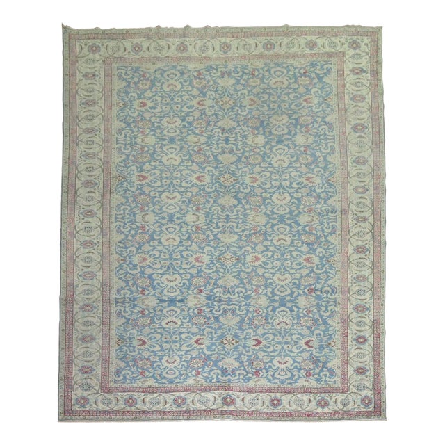 Early 20th Century Zabihi Collection Blue Turkish Sivas Carpet - 8'6" x 12' For Sale