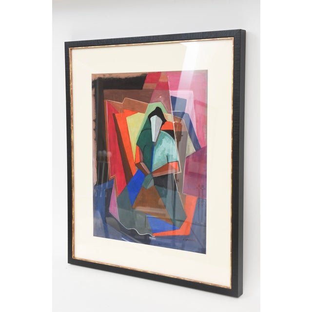 This colorful vintage signed watercolor is from the 50's or earlier. it is signed A. Weinrish or something to that effect....