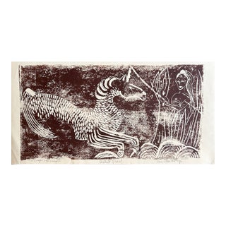 Annette Robyns Signed Artist's Proof Unicorn Print Mid Century Modern For Sale