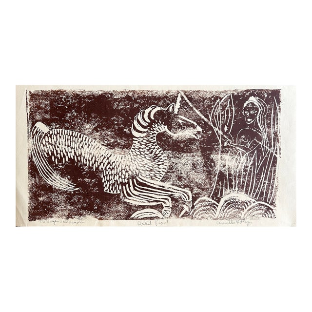 Annette Robyns Signed Artist's Proof Unicorn Print Mid Century Modern For Sale