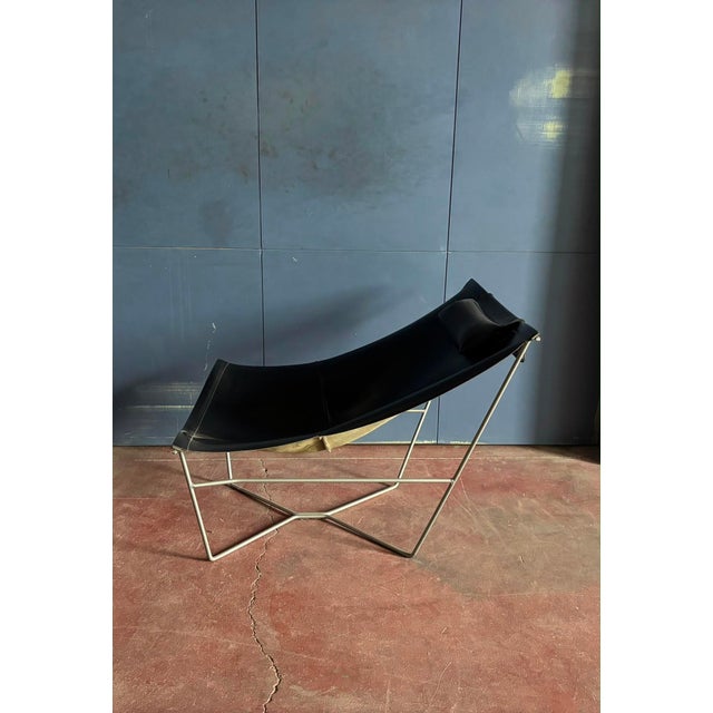 501 Semana Chair in Black Leather and Steel by David Weeks for Habitat, 1990s For Sale - Image 4 of 5