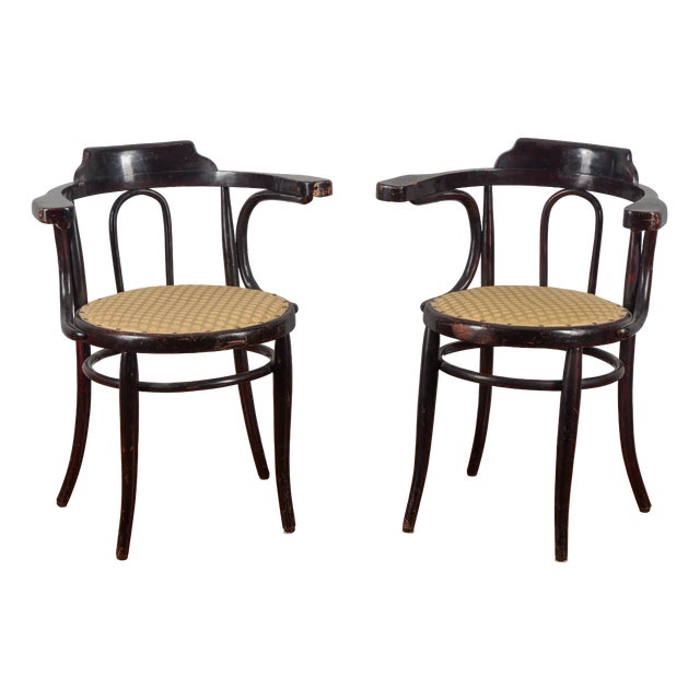 Antique Wooden Armchairs, Early 1900s, Set of 2 For Sale