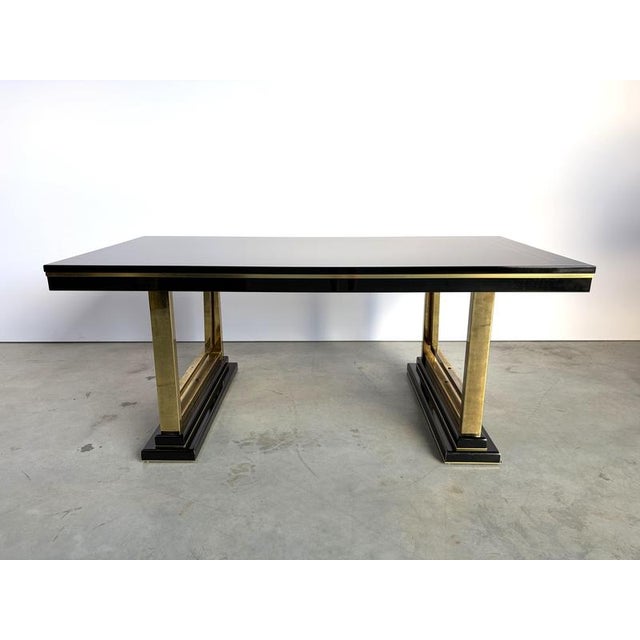 Vintage Lacquer and Brass Dining Table, 1970s For Sale - Image 11 of 12