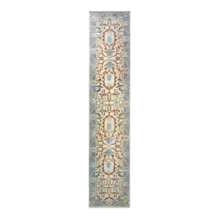 Afghan Sultanabad Master Wool 3x14 Blue, Ivory & Red Handmade Runner Rug #1143752 For Sale
