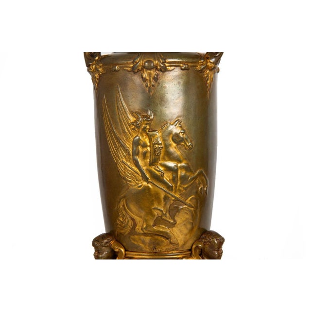 Bronze Pair of French Bronze Antique Mythological Amphora Garnitures Ca. 1880 For Sale - Image 8 of 12