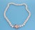 Diamond 14k White Gold Floral Clasp 8.8mm Pearl Necklace For Sale - Image 4 of 5