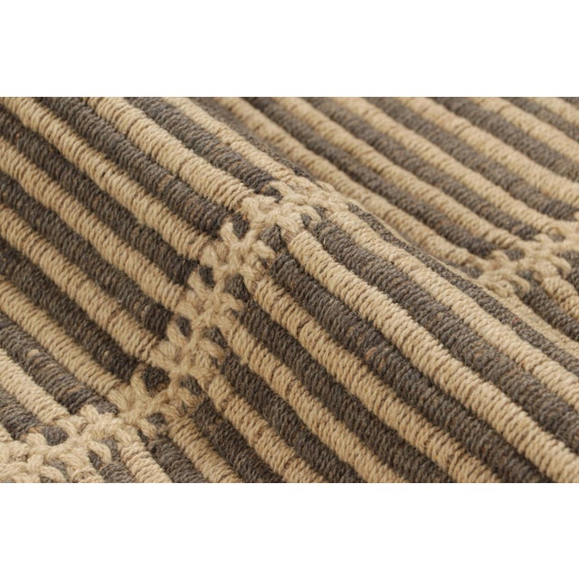 Rug & Kilim’s Contemporary Kilim With Textural Beige and Brown Stripes For Sale In New York - Image 6 of 7