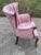 Pink Vintage Pink Floral Channel Back Upholstered Chair For Sale - Image 8 of 13