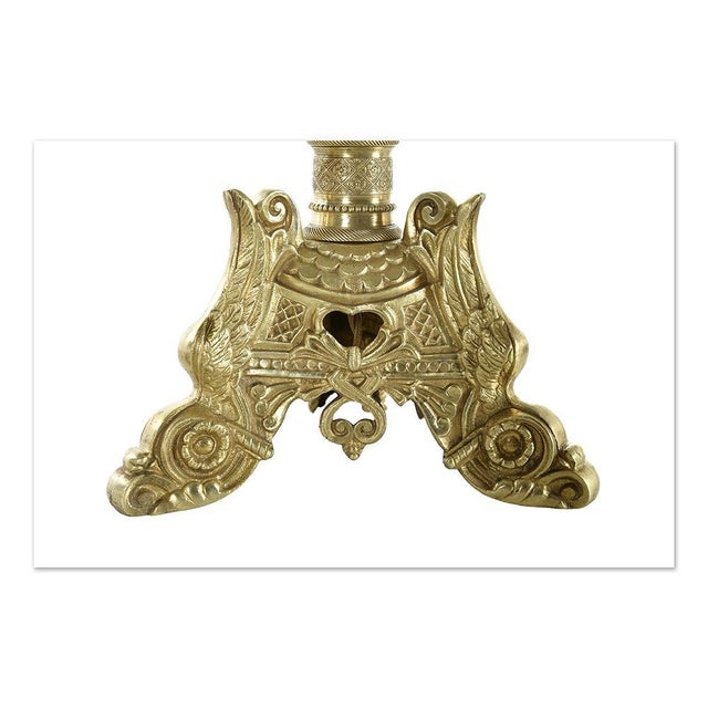 Gilded Bronze Candlestick Lamps, Set of 3 For Sale - Image 5 of 8
