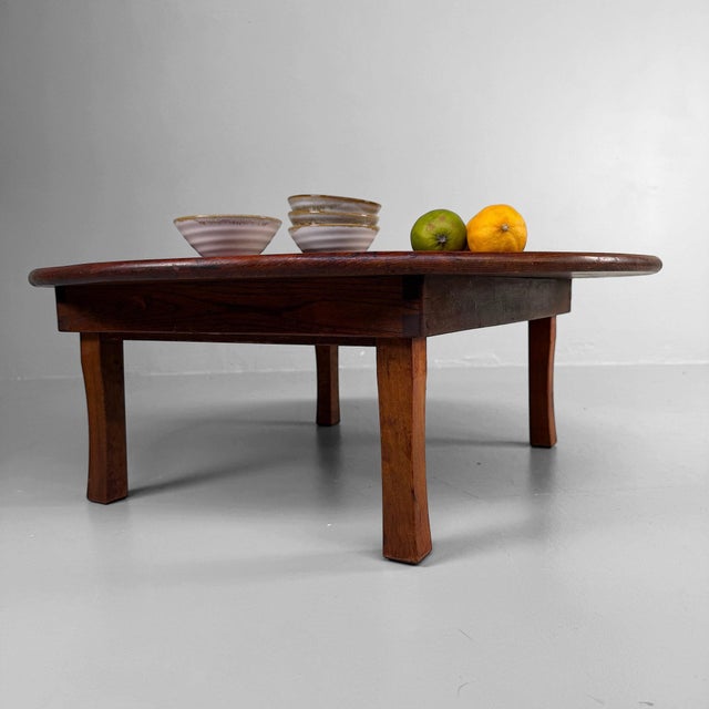 1940s Round Wooden Chabudai Low Table, Japan, 1930s For Sale - Image 5 of 12