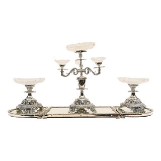 Silver Plated Centrepiece in Glass from Sheffield For Sale