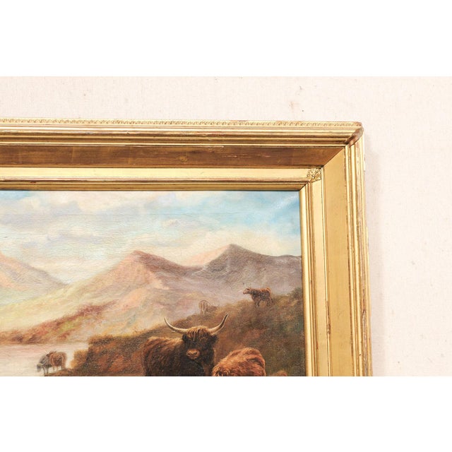 19th Century English Landscape W/ Highland Cattle For Sale In Atlanta - Image 6 of 11