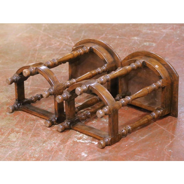 Pair of Early 20th Century French Louis XIII Oak Bow-Front Side Tables For Sale - Image 11 of 11