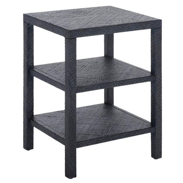 Apis Raffia 2 Shelf Accent Table in Navy For Sale In Philadelphia - Image 6 of 8