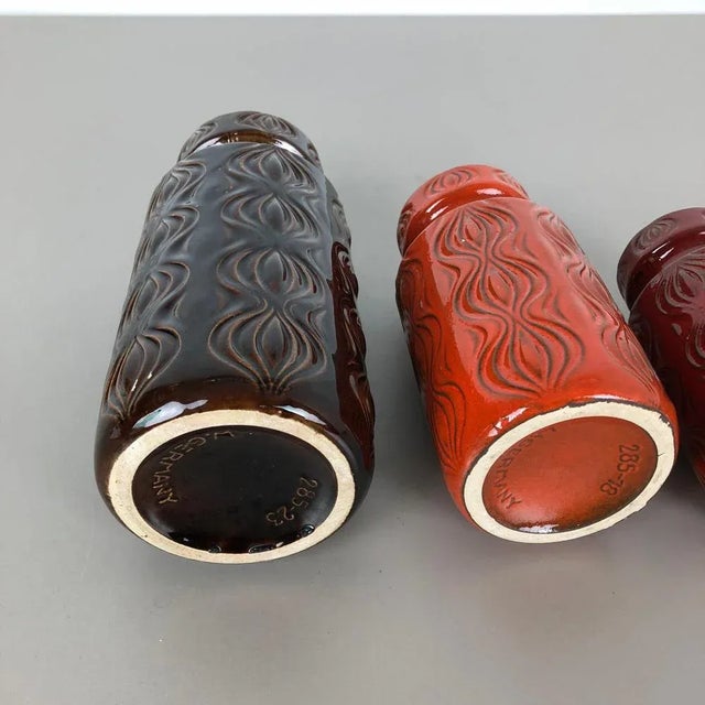 Vintage Pottery Fat Lava Onion Vases from Scheurich, Germany, Set of 3 For Sale - Image 17 of 18