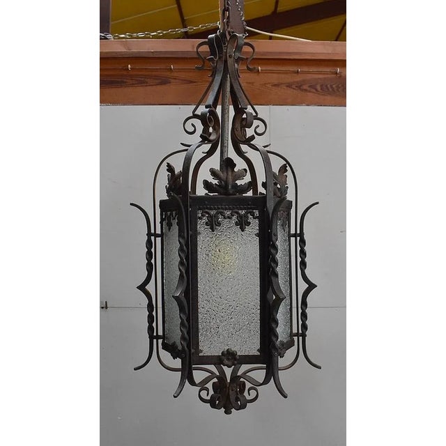 Antique Wrought Iron Landing Lantern For Sale - Image 3 of 18