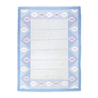 Fine Vintage Swedish Kilim Flat Weave Wool Rug 5'8'' X 7'7'' For Sale